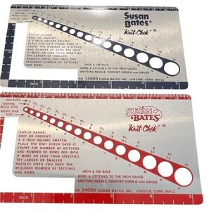 Vintage Metal Ruler SUSAN BATES Knit Chek Knitting Needle And Crochet Hook Sizes